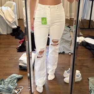NWT White Sam edelman ripped straight jeans